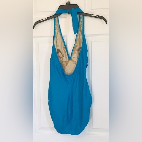 NIKI Wior Teal Deep V Neck Buckle One Piece Bathing Suit Plus Size 14 - Picture 3 of 8